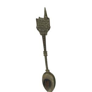 Vintage Brussels Souvenir Silver-Plated Collectible Spoon W/ Engraved Cityscape